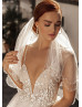 Beaded Spaghetti Straps Lace Glitter Tulle Wedding Dress